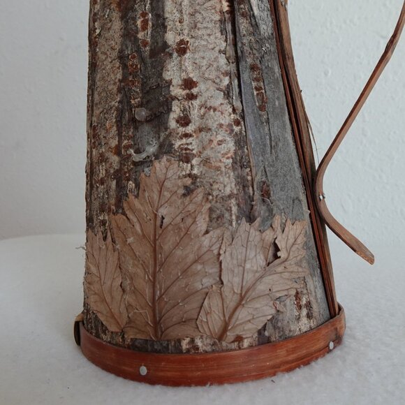 Handmade Wood Tree Bark Pitcher Vase 7.5” Vintage Rustic Natural Earthy Textured - Picture 4 of 14